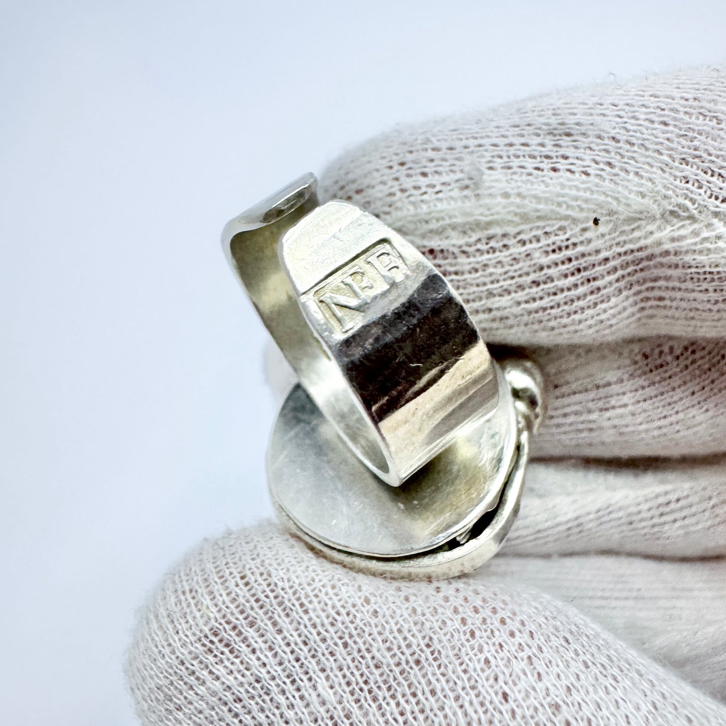 Nehl Faith-Ell, Sweden. Chunky Vintage Brutalist Sterling Silver Ring.
