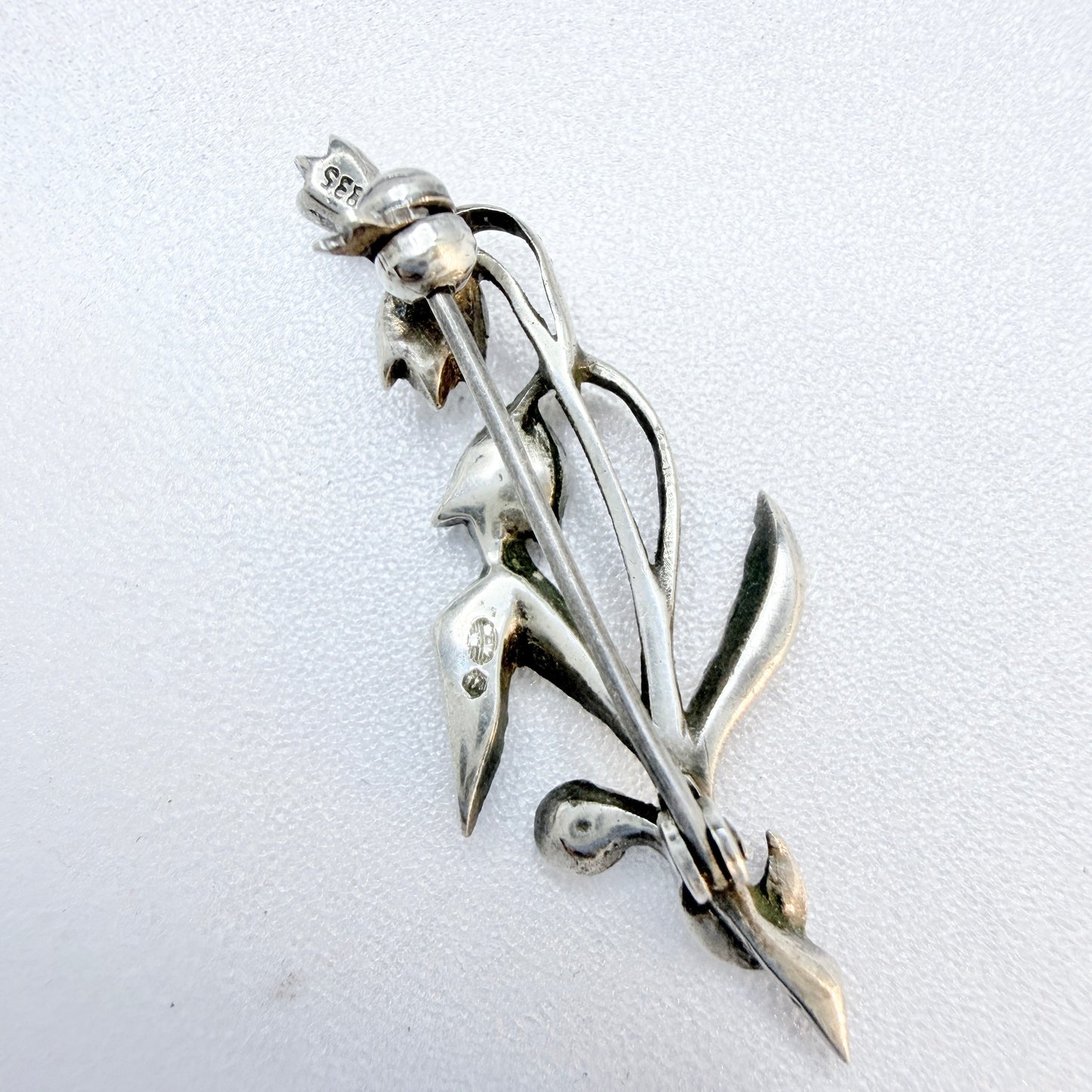 Vintage 1940s. Solid Silver Paste Flower Brooch.