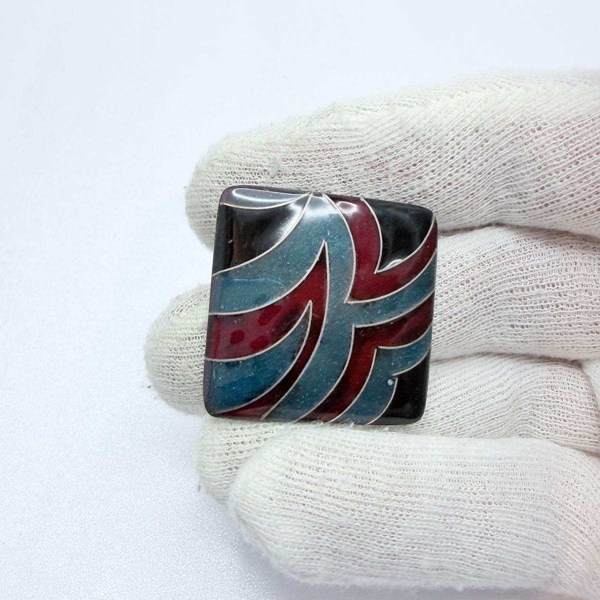 Signed Vintage Enamelled Copper Brooch. ca 1970-80s.