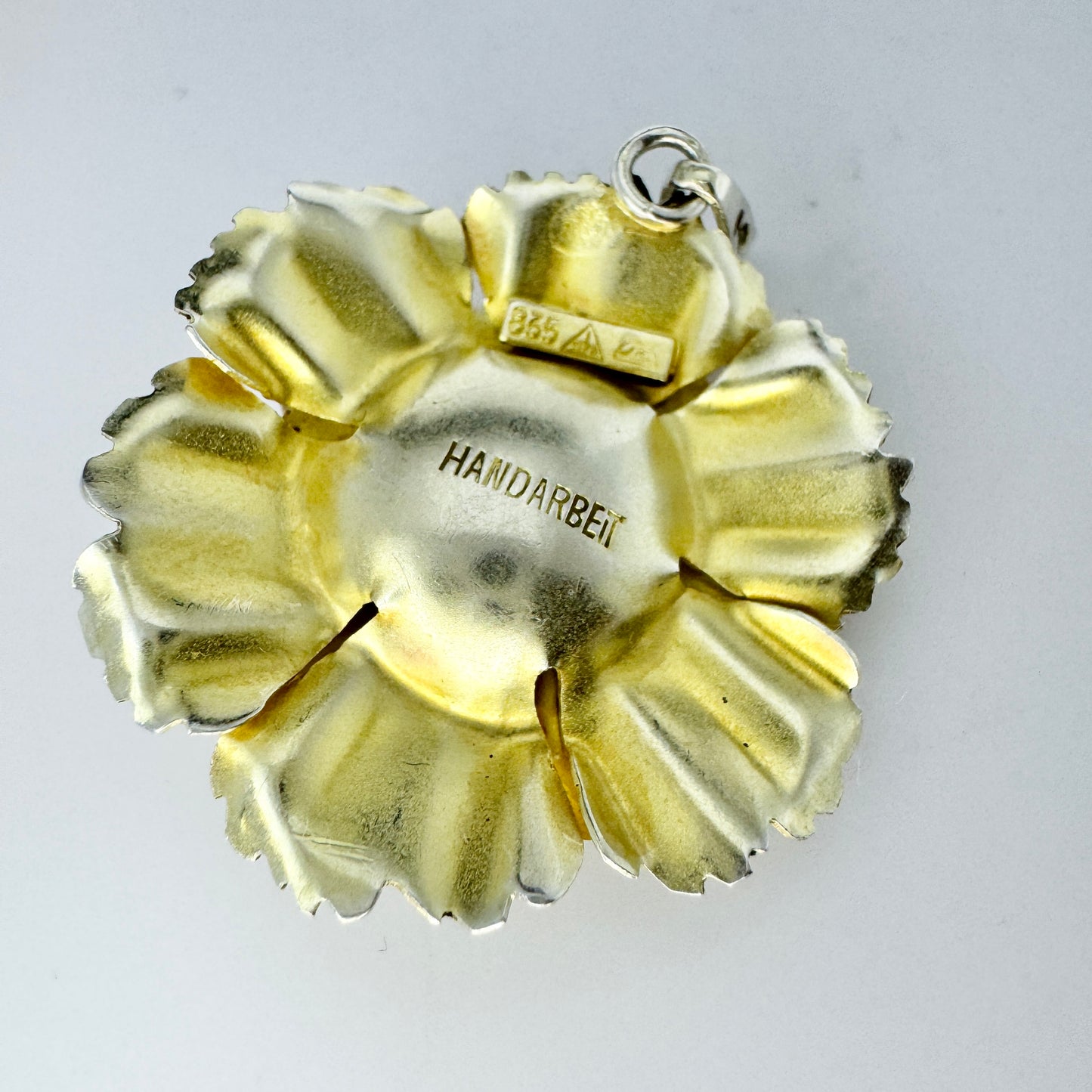 Teka, Theodor Klotz, Germany c 1960s. Gilt Solid Silver Flower Pendant.