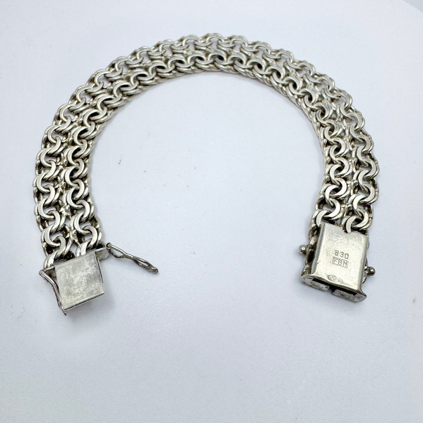 Friedrich Binder, Germany. Vintage Solid Silver Double Bismarck Bracelet.