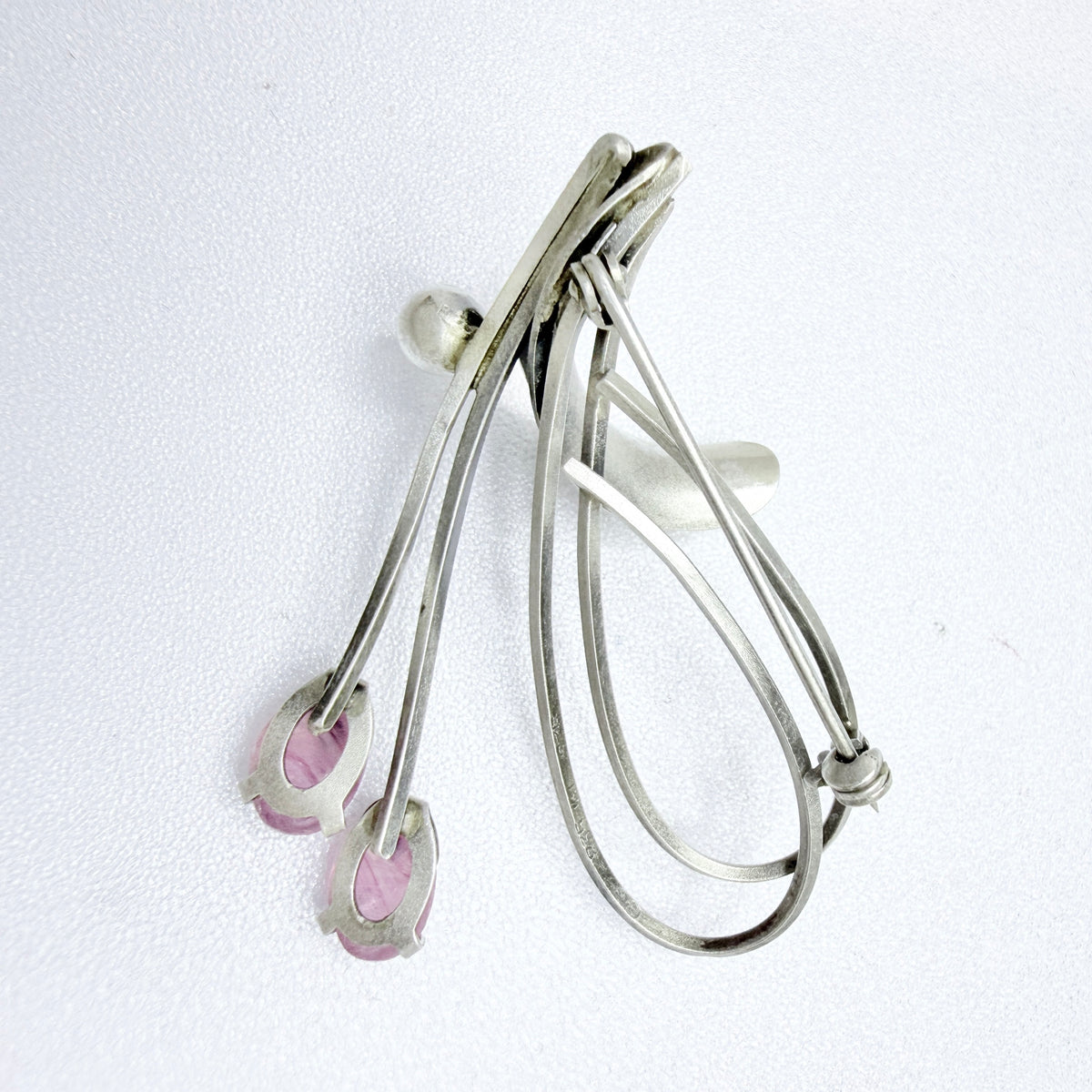 K&L-Kordes Lichtenfels, Germany ca 1960. Vintage Solid Silver Rose Quartz Brooch.
