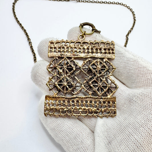 Pentti Sarpaneva, Finland c 1970s. Vintage Bronze Pendant Necklace