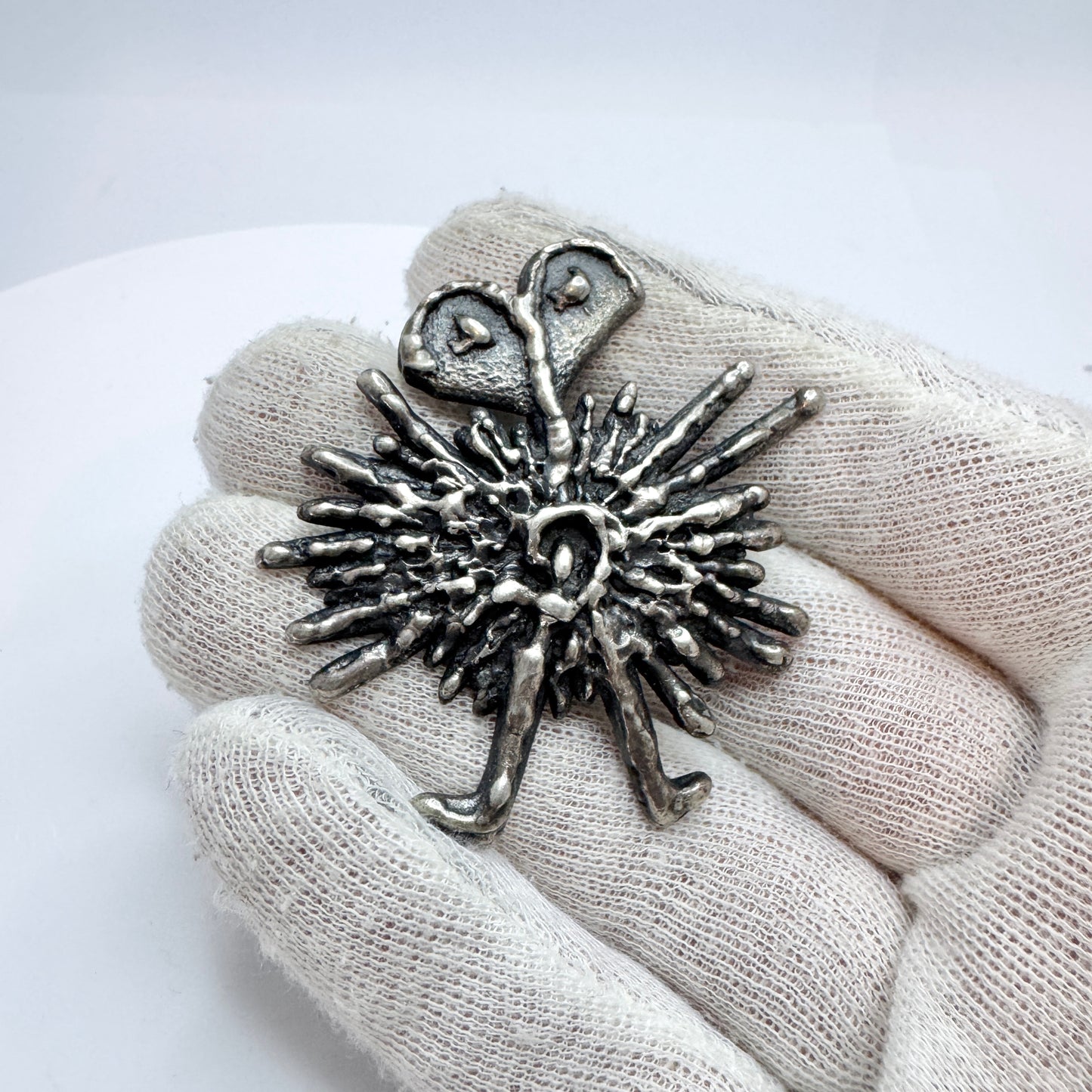 Guy Vidal, Canada. Vintage Modernist Pewter Brooch.