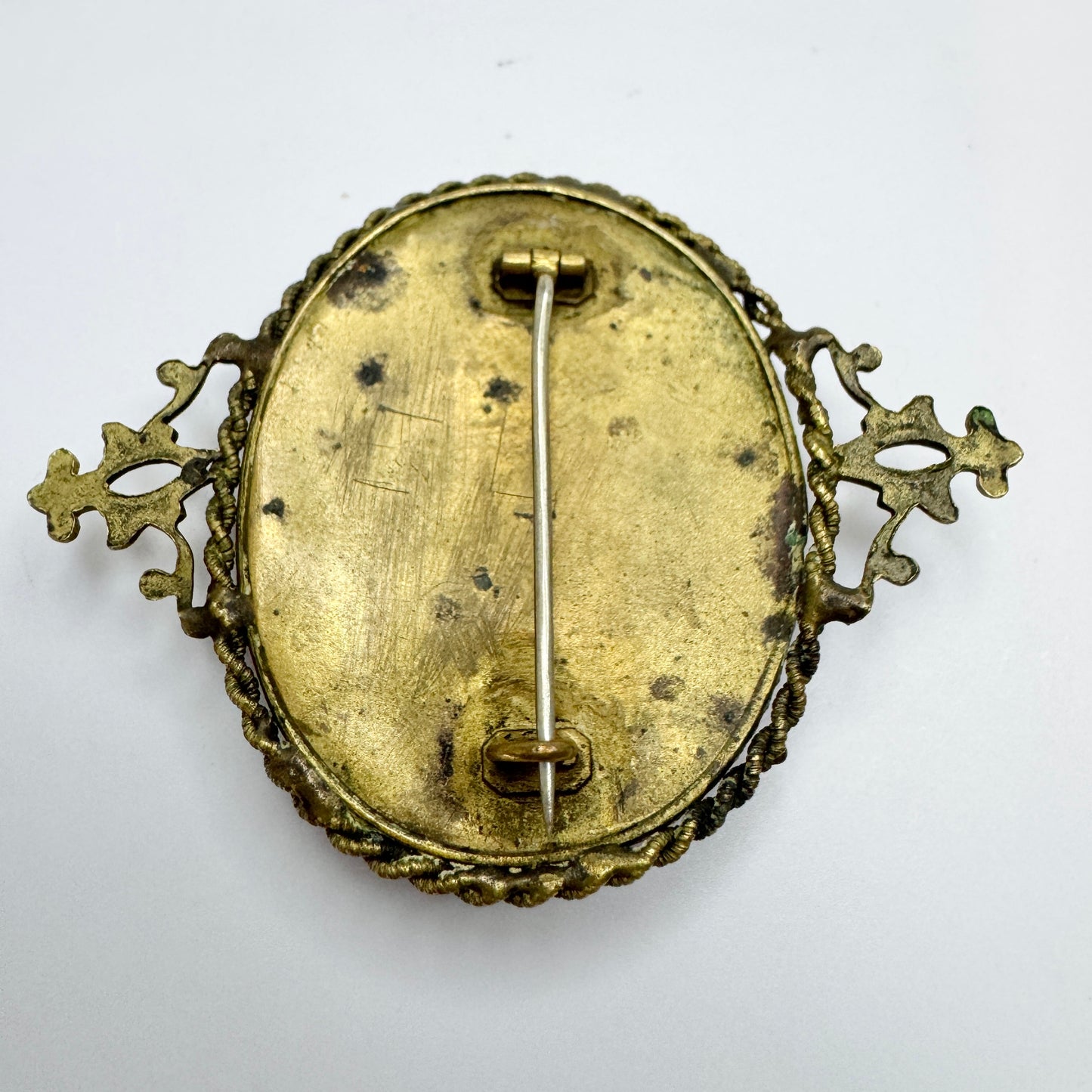 Antique Painted Enamel Brooch.