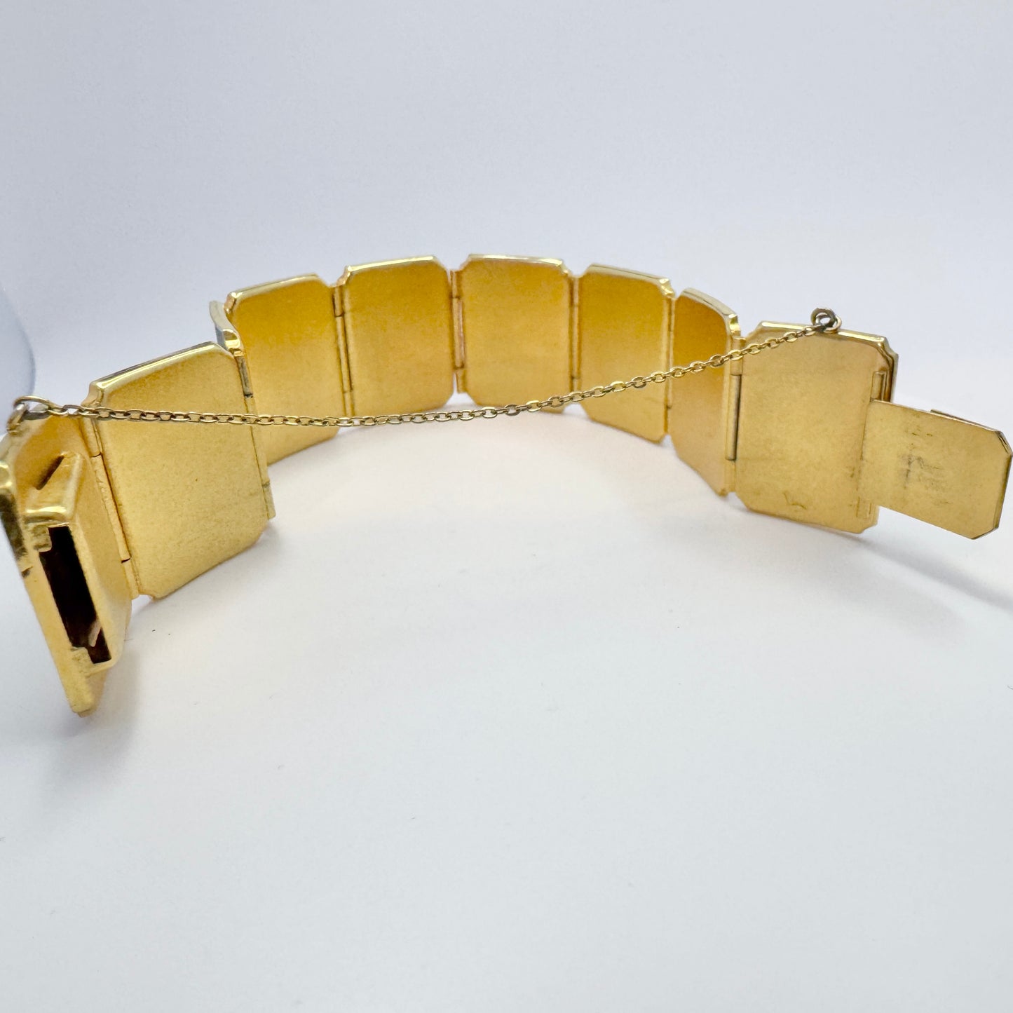 日本。ヴィンテージ ダマスカス パネル コスチューム ジュエリー ブレスレット。