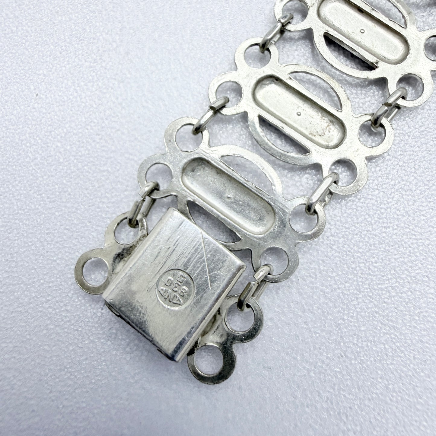 Arne Nodlie, Norway. Vintage Sterling Silver Black Enamel Bracelet.