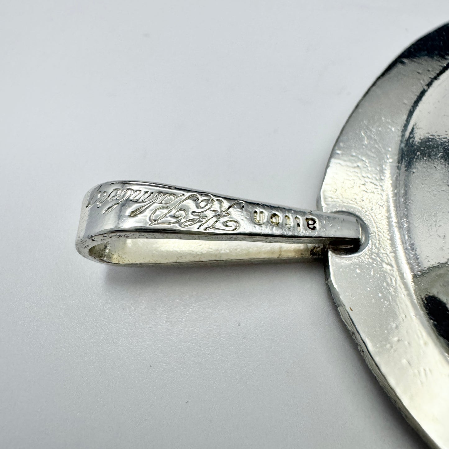 KE Palmberg for Alton, Sweden. Large Vintage Silver Plate Copper Pendant. Signed
