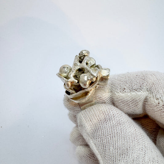 Nehl Faith-Ell, Sweden. Chunky Vintage Brutalist Sterling Silver Ring