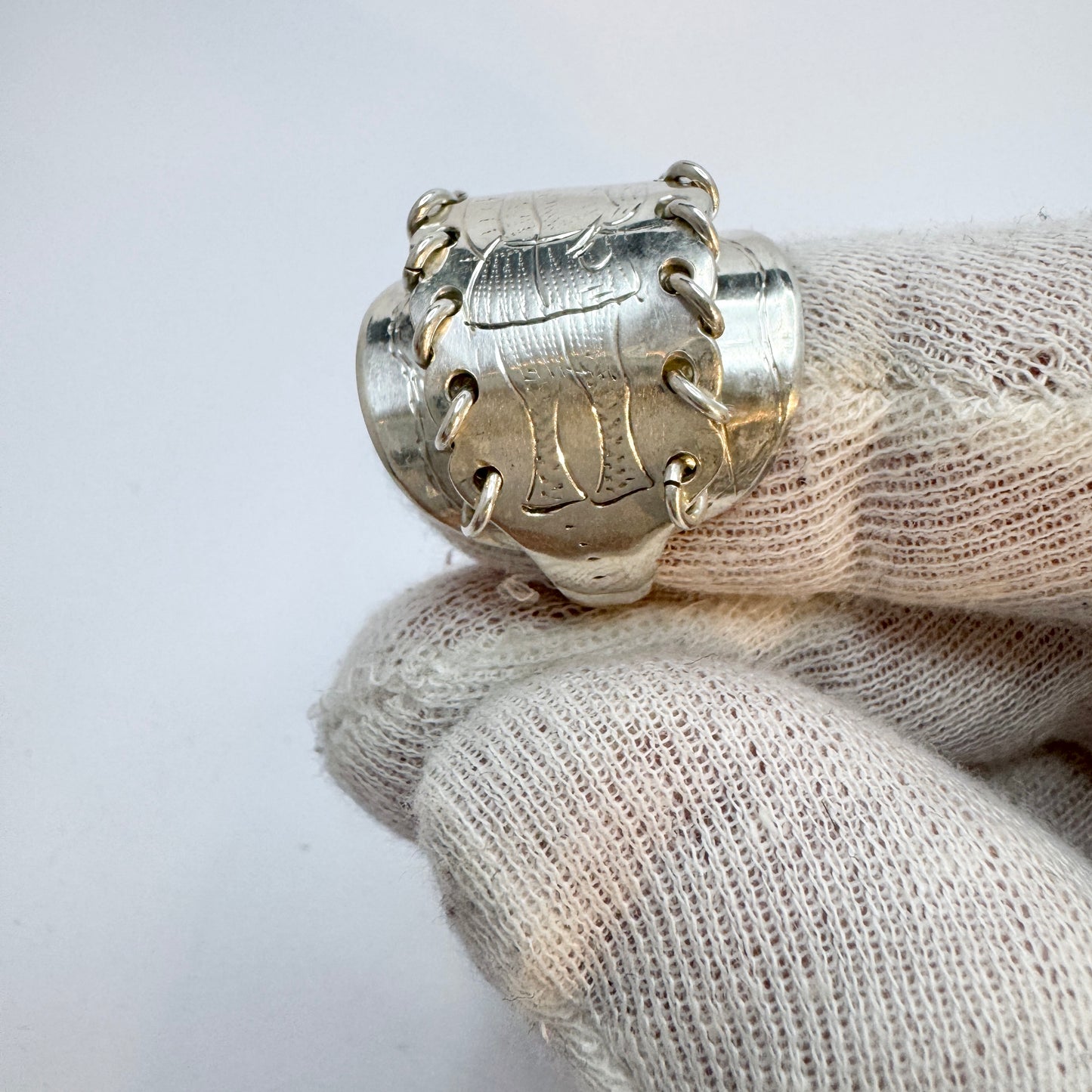 Vintage Solid Silver Sami / Laplander Folk Art Artisan Ring