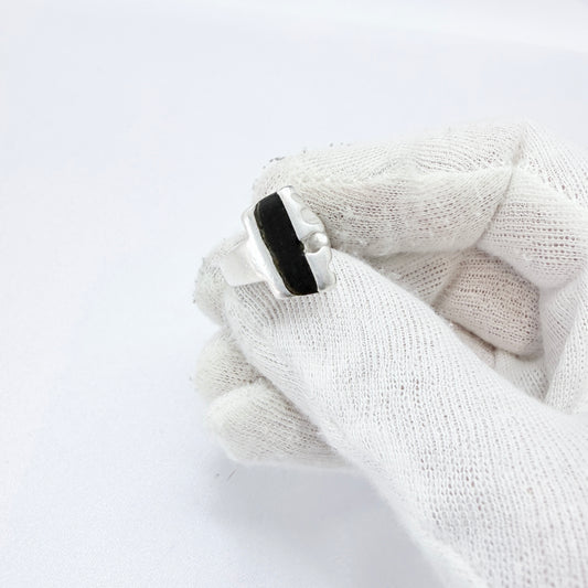 Zoltan Popovits for Lapponia, Finland 1980s. Vintage Sterling Silver Ebony Ring.