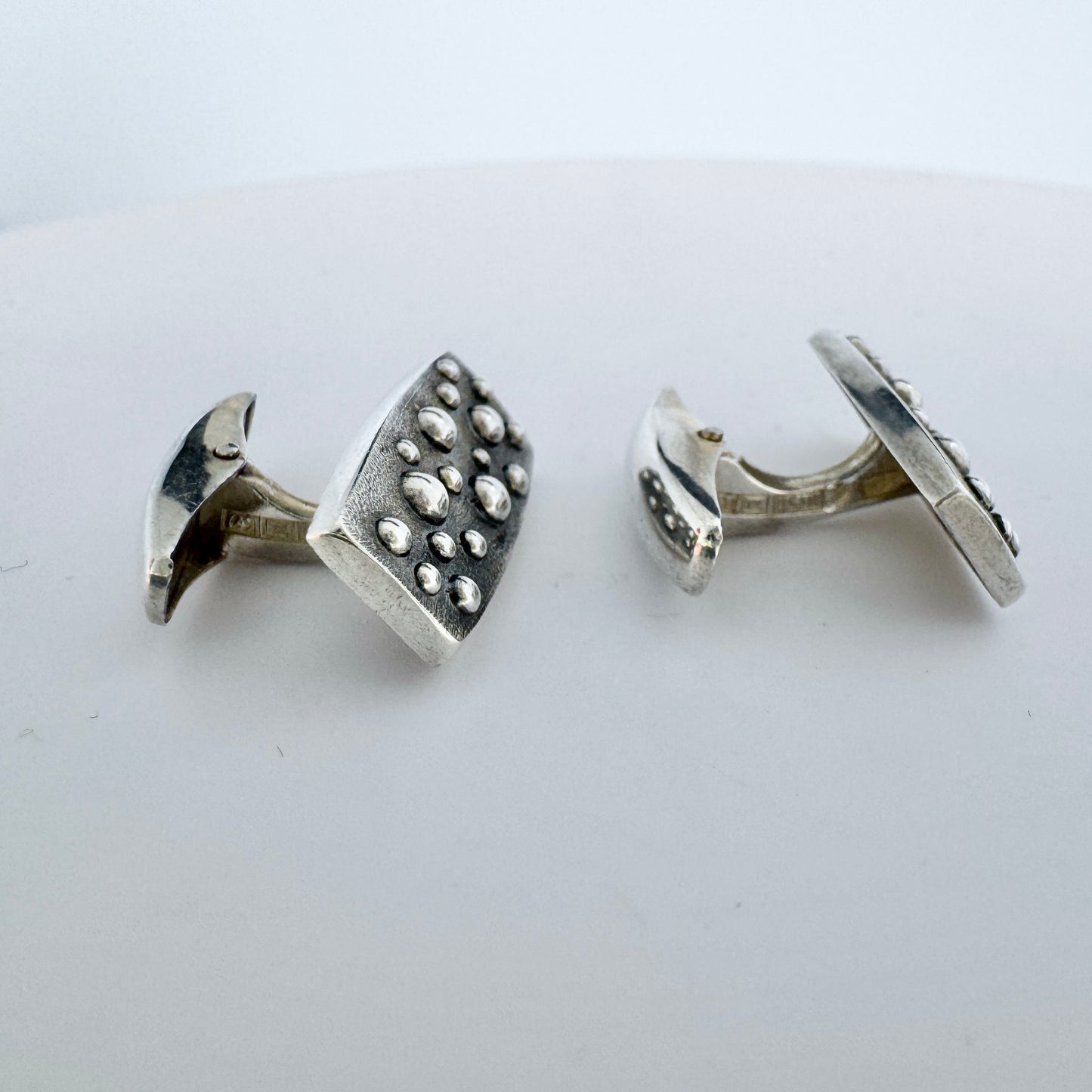 Turun Hopea, Finland 1963. Vintage Space-age Solid Silver Cufflinks.