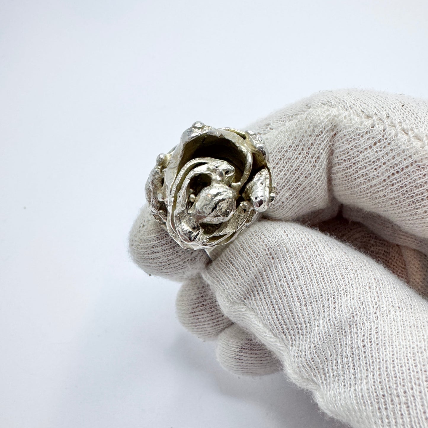 Nehl Faith-Ell, Sweden 1976. Chunky Vintage Brutalist Sterling Silver Ring