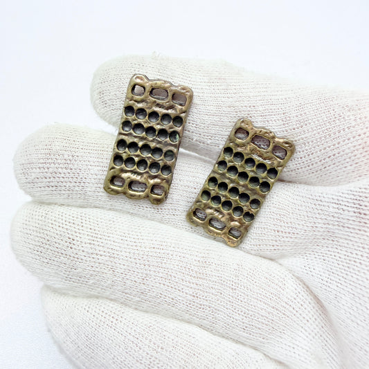 Pentti Sarpaneva, Finland 1970s. Large Vintage Bronze Cufflinks