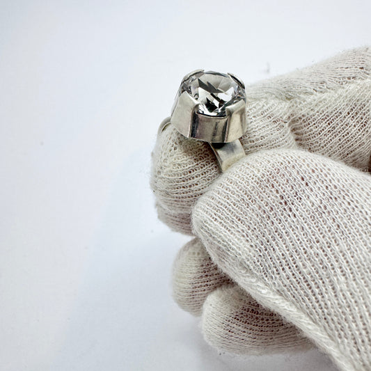 Sten & Laine, Finland 1974. Vintage Sterling Silver Rock Crystal Ring.