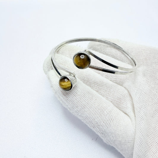 Martin Öhman, Sweden 1962. Vintage Sterling Silver Tiger's Eye Arm Cuff Bracelet.