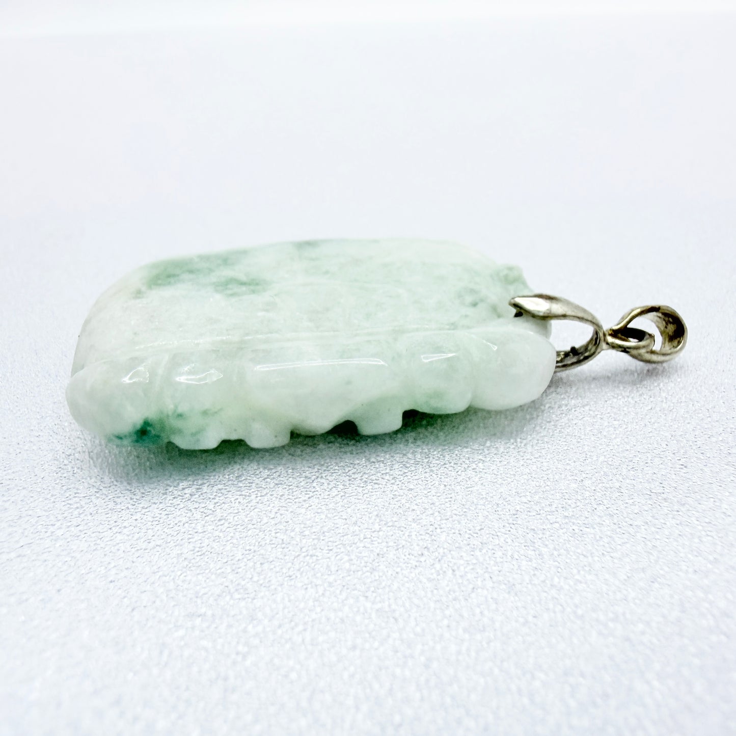 Vintage Carved Jade Sterling Silver Pendant