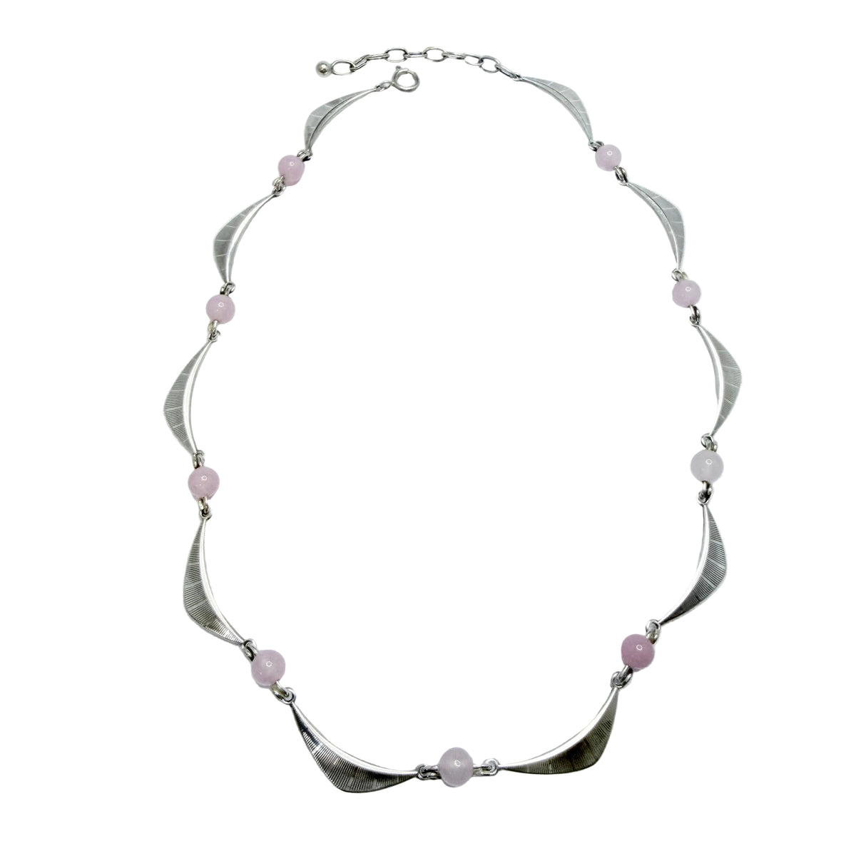K&L-Kordes Lichtenfels, Germany ca 1960. Vintage Solid Silver Rose Quartz Necklace.