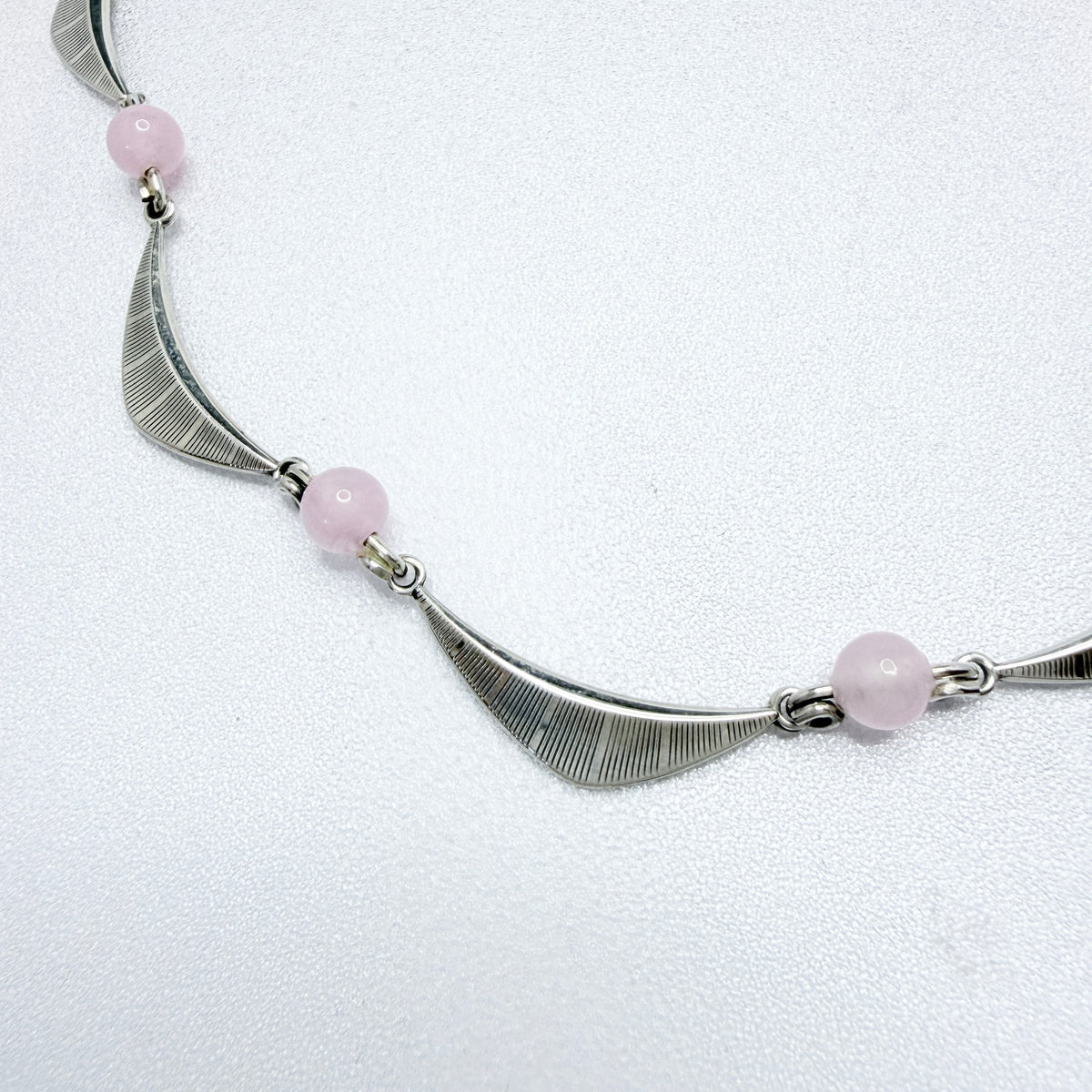 K&L-Kordes Lichtenfels, Germany ca 1960. Vintage Solid Silver Rose Quartz Necklace.