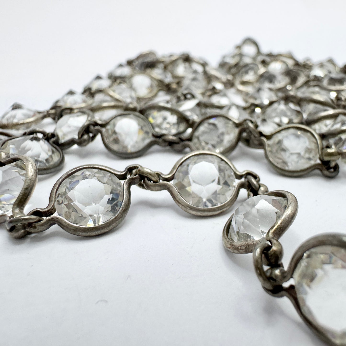 Vintage 137cm / 54in Sterling Silver Paste Crystal Rivière Necklace
