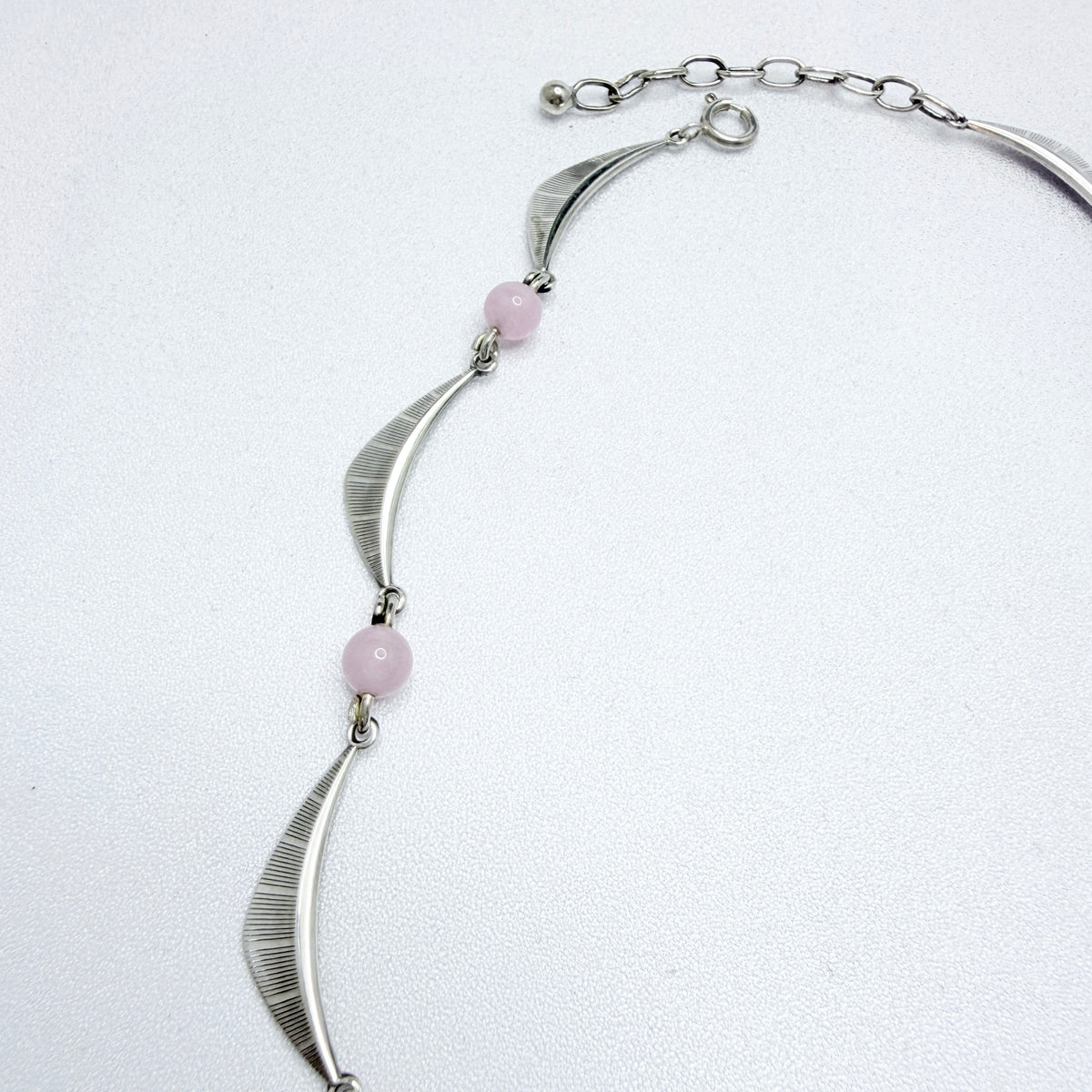 K&L-Kordes Lichtenfels, Germany ca 1960. Vintage Solid Silver Rose Quartz Necklace.