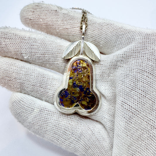 Nanny Still for Kultakeskus, Finland 1976. Vintage Sterling Silver Titanium Pendant Necklace.