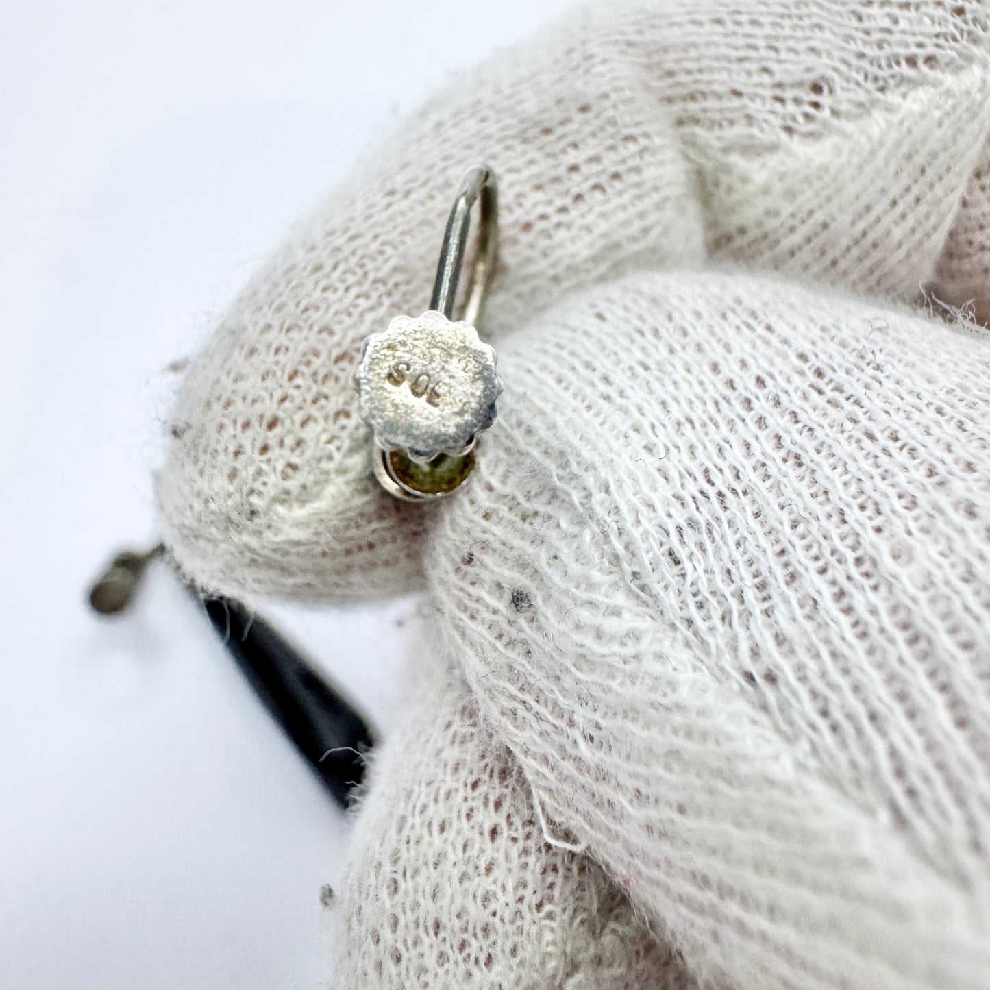 Vintage c 1930s Solid Silver Onyx Dangle Earrings.