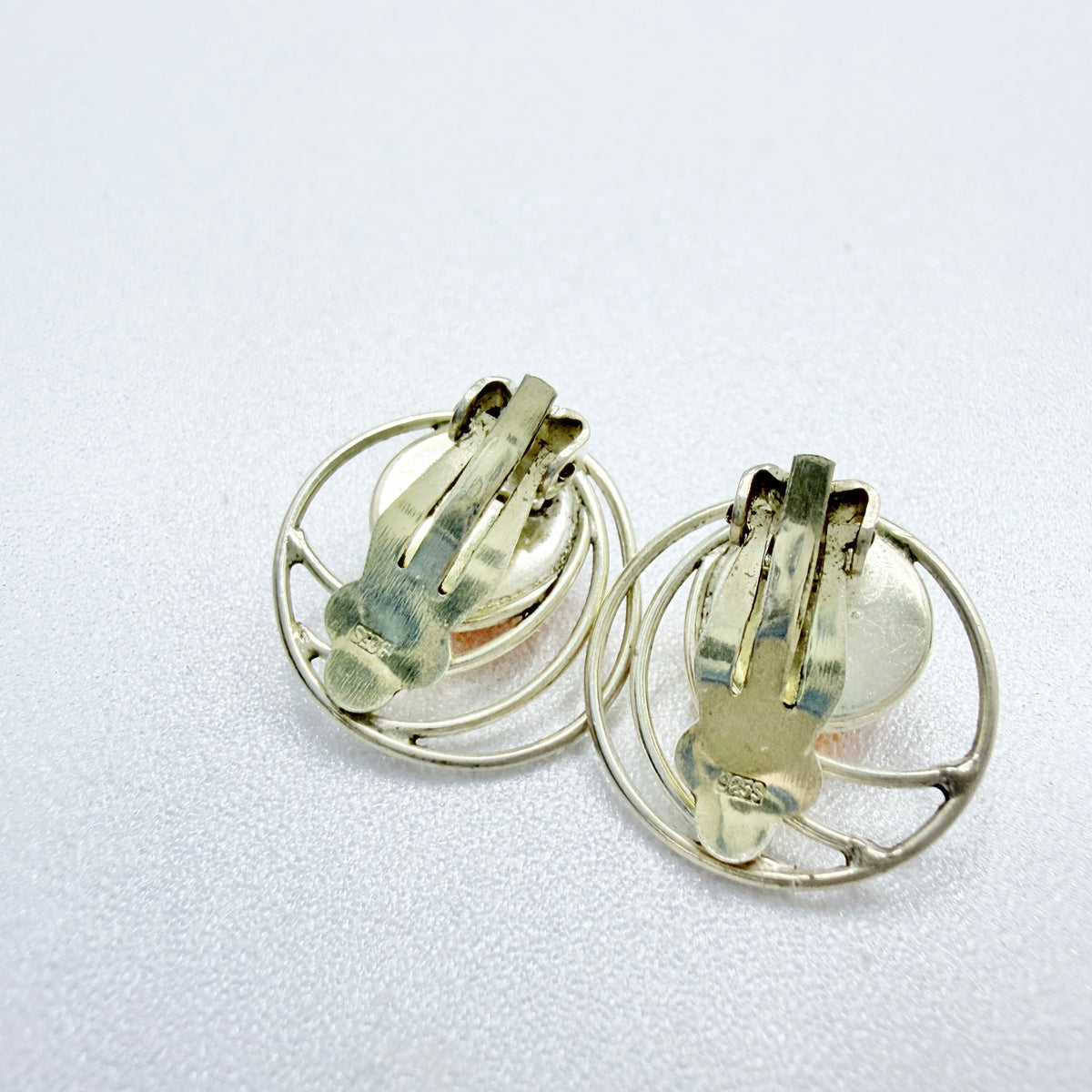 Denmark. Vintage Sterling Silver Amber Earrings.