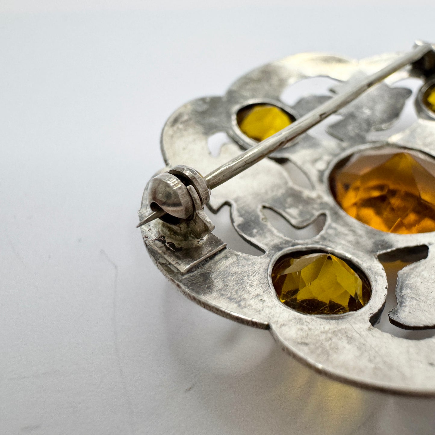 S.L Jacobsen & Co, Denmark 1910-20s. Antique Solid Silver Paste Brooch.