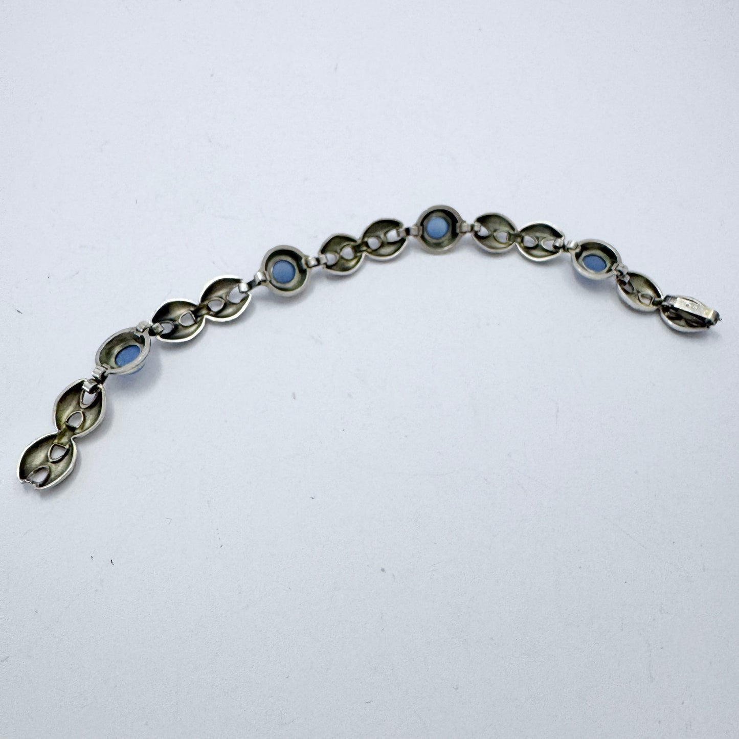 K&L-Kordes Lichtenfels, Germany 1950-60s. Solid Silver Chalcedony Bracelet.