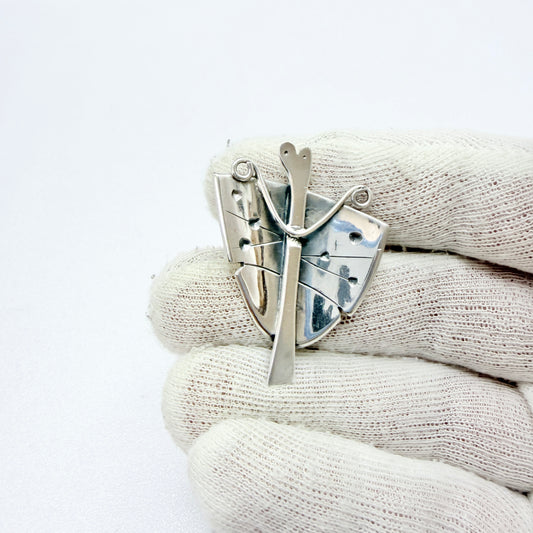 Åke Bergman Sweden 1965. Vintage Sterling Silver Modernist Butterfly Brooch. Signed.