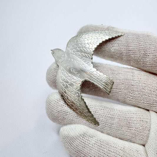 Vintage year 1960. Large Sterling Silver Bird Brooch.