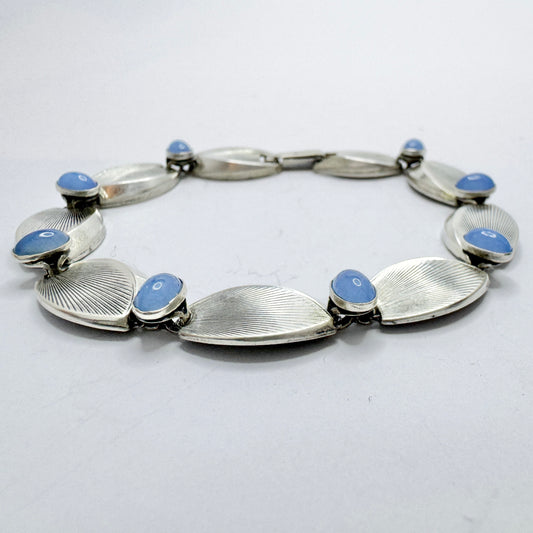 Kordes Lichtenfels, Germany 1950-60s VIntage Solid Silver Chalcedony Bracelet.
