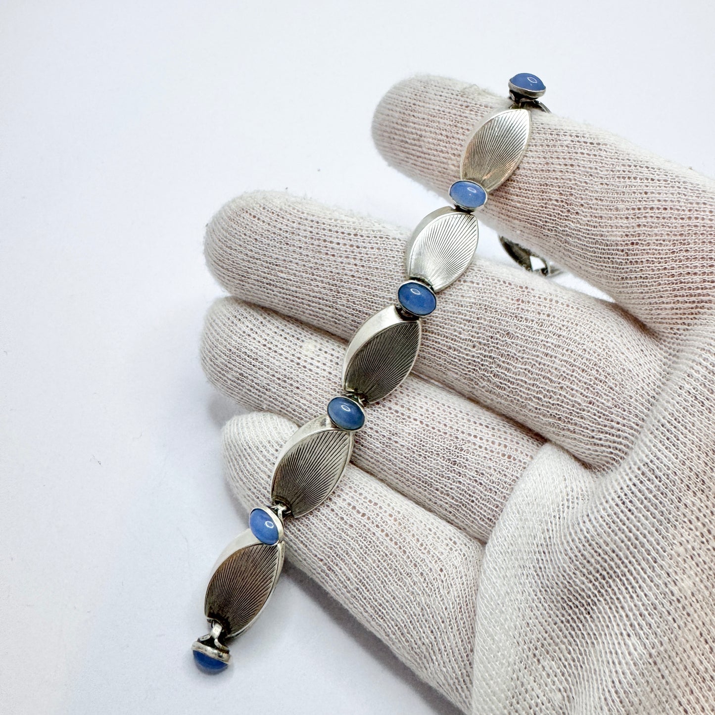Kordes Lichtenfels, Germany 1950-60s VIntage Solid Silver Chalcedony Bracelet.
