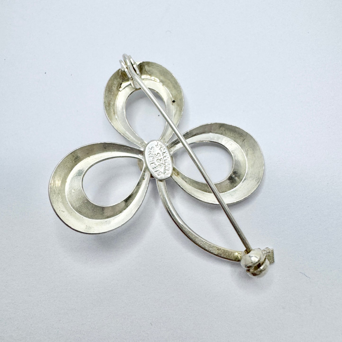 Herman Siersbøl, Denmark 1950s Vintage Sterling Silver Aurora Borealis Crystal Brooch