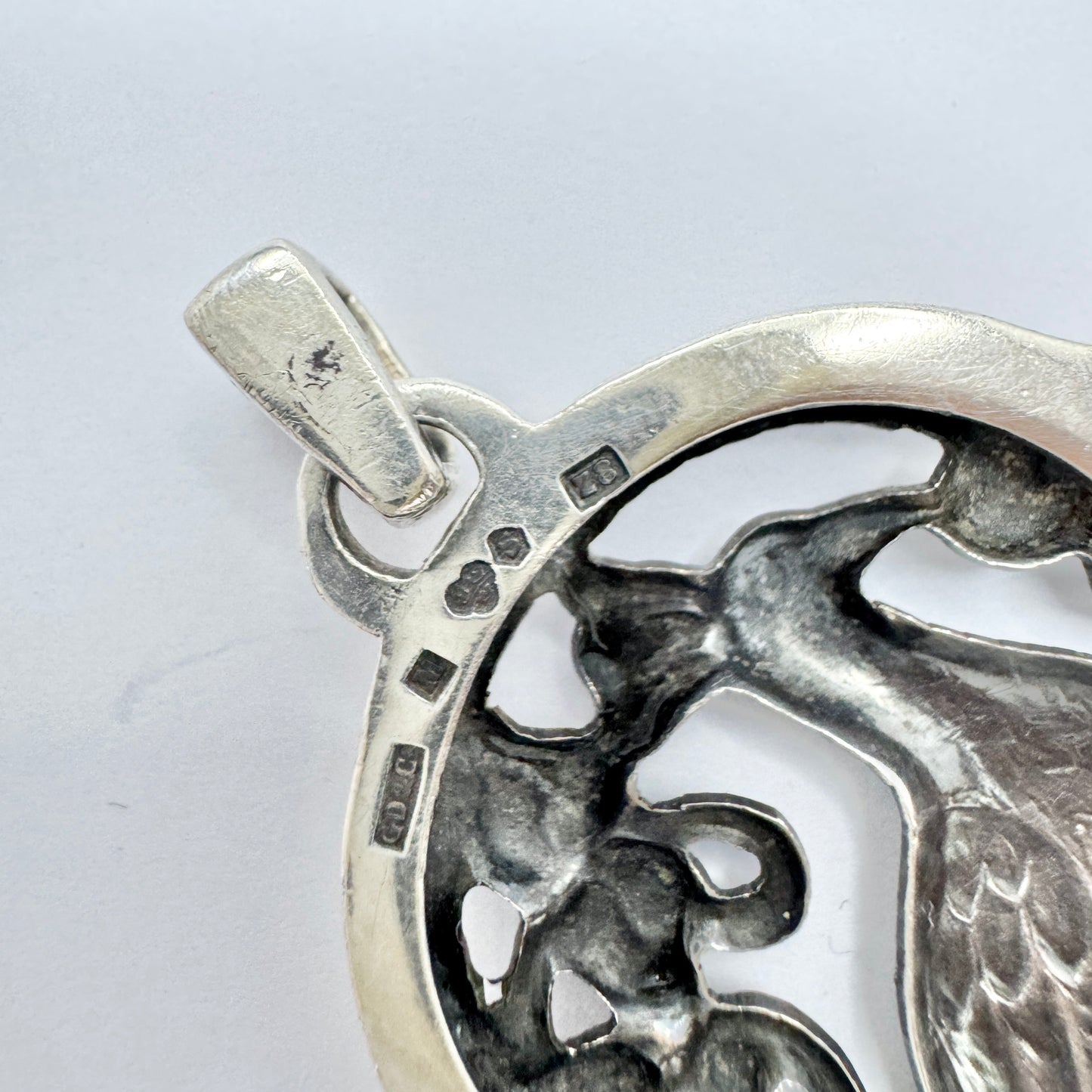 G Dahlgren, Sweden year 1950. Large Vintage Sterling Silver Peacock Pendant.