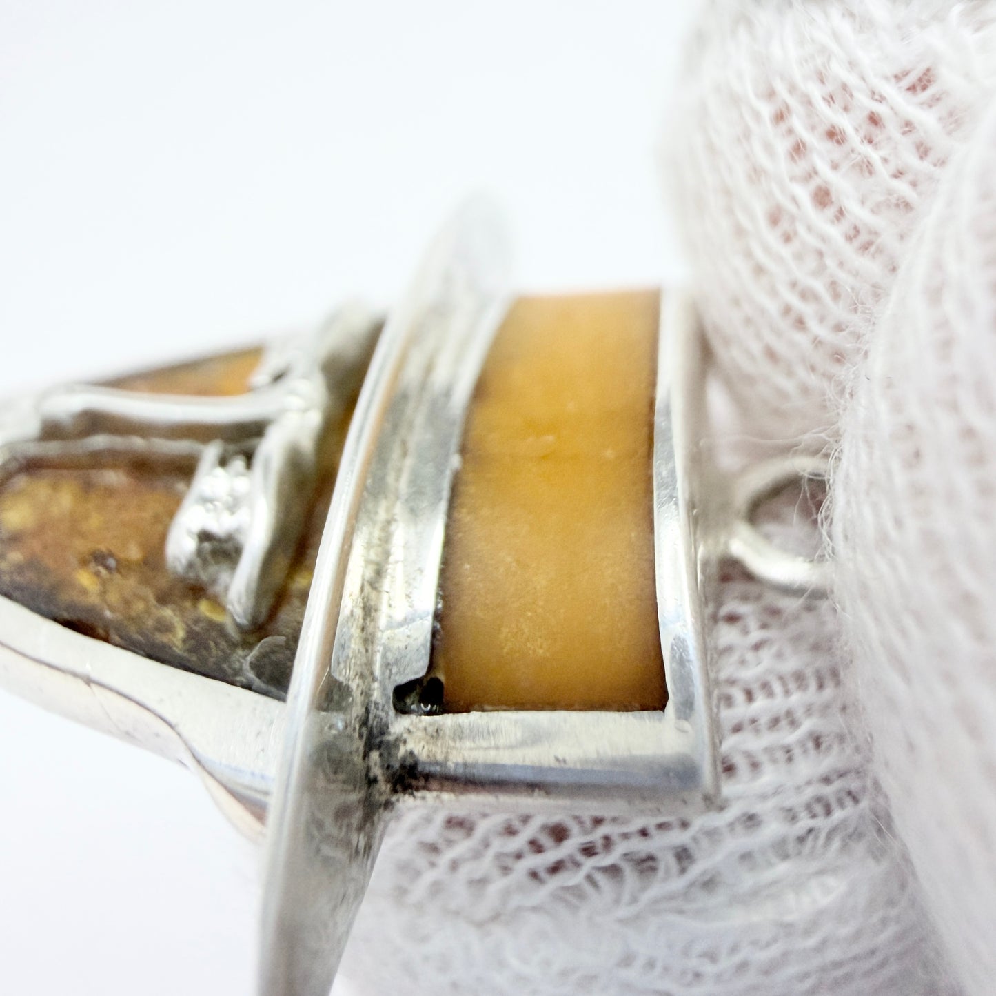 Vintage Sterling Silver Amber Novelty Pendant.