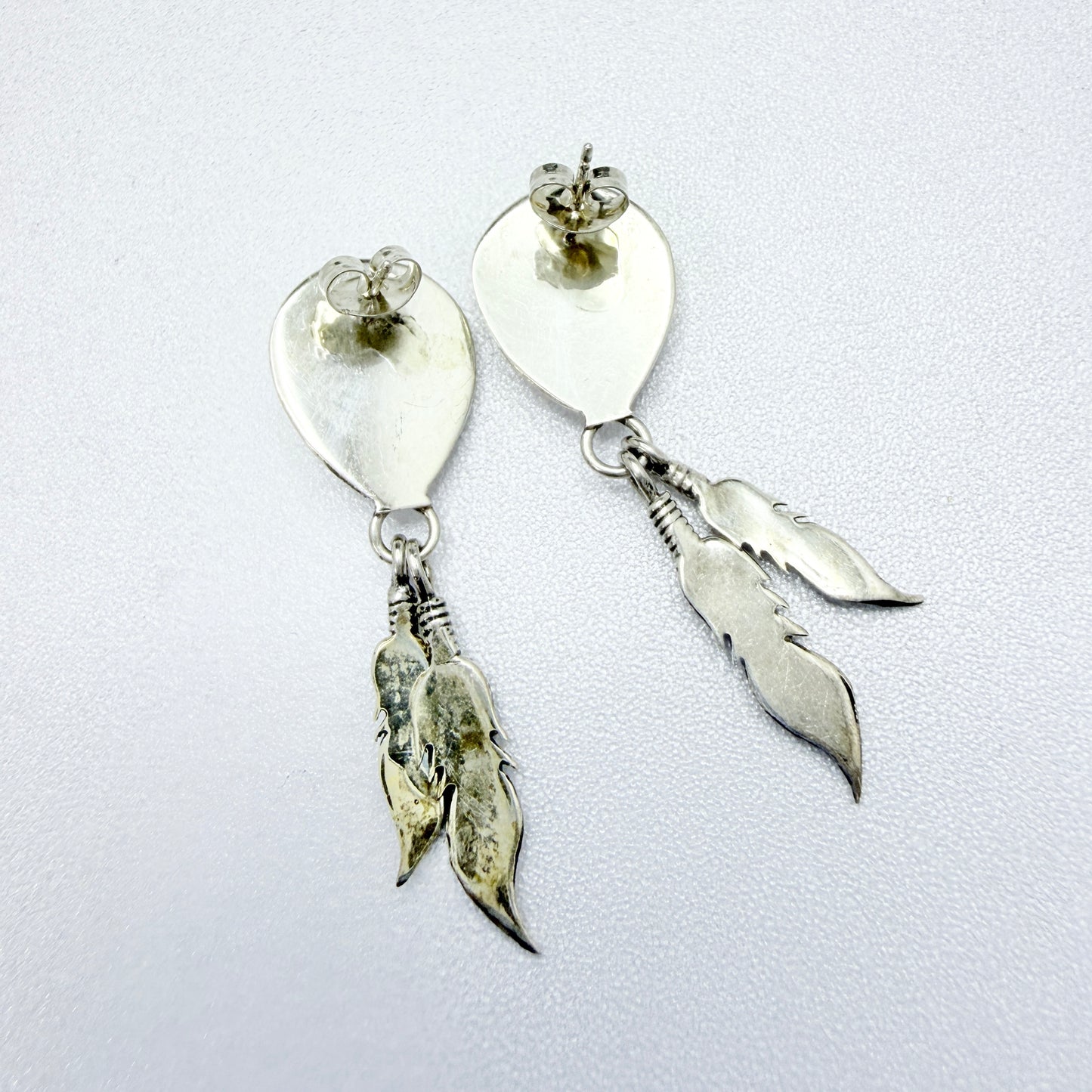 Vintage Sterling Silver Turquoise Earrings. Prob. Native American.