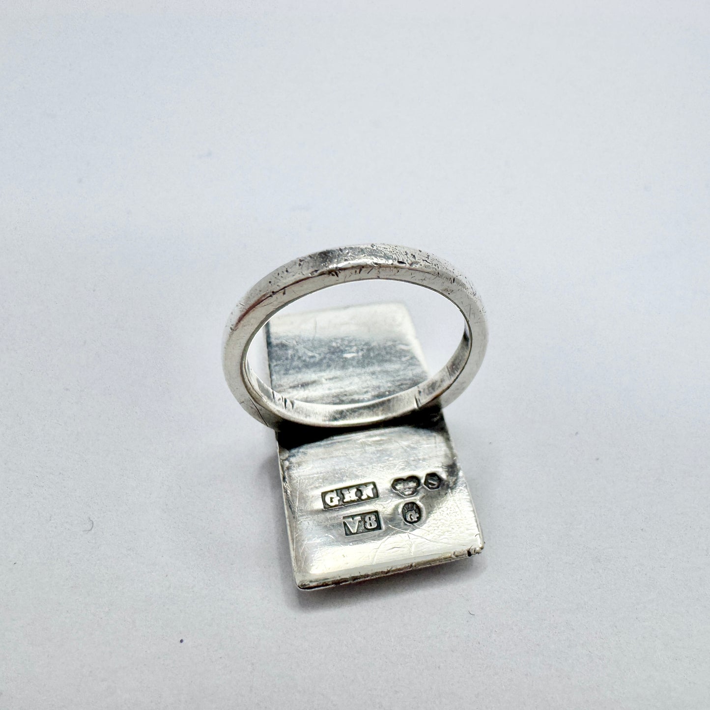 GN Nyhede, Sweden 1947. Vintage Sterling Silver "US" Female Signet Ring.