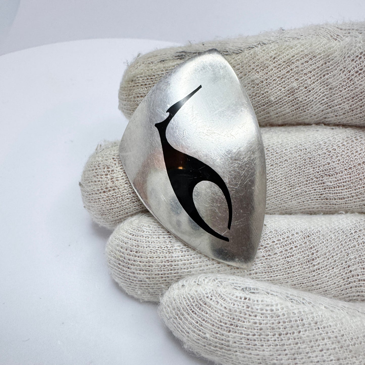 Denmark c 1960s. Vintage Sterling Silver Enamel Brooch.