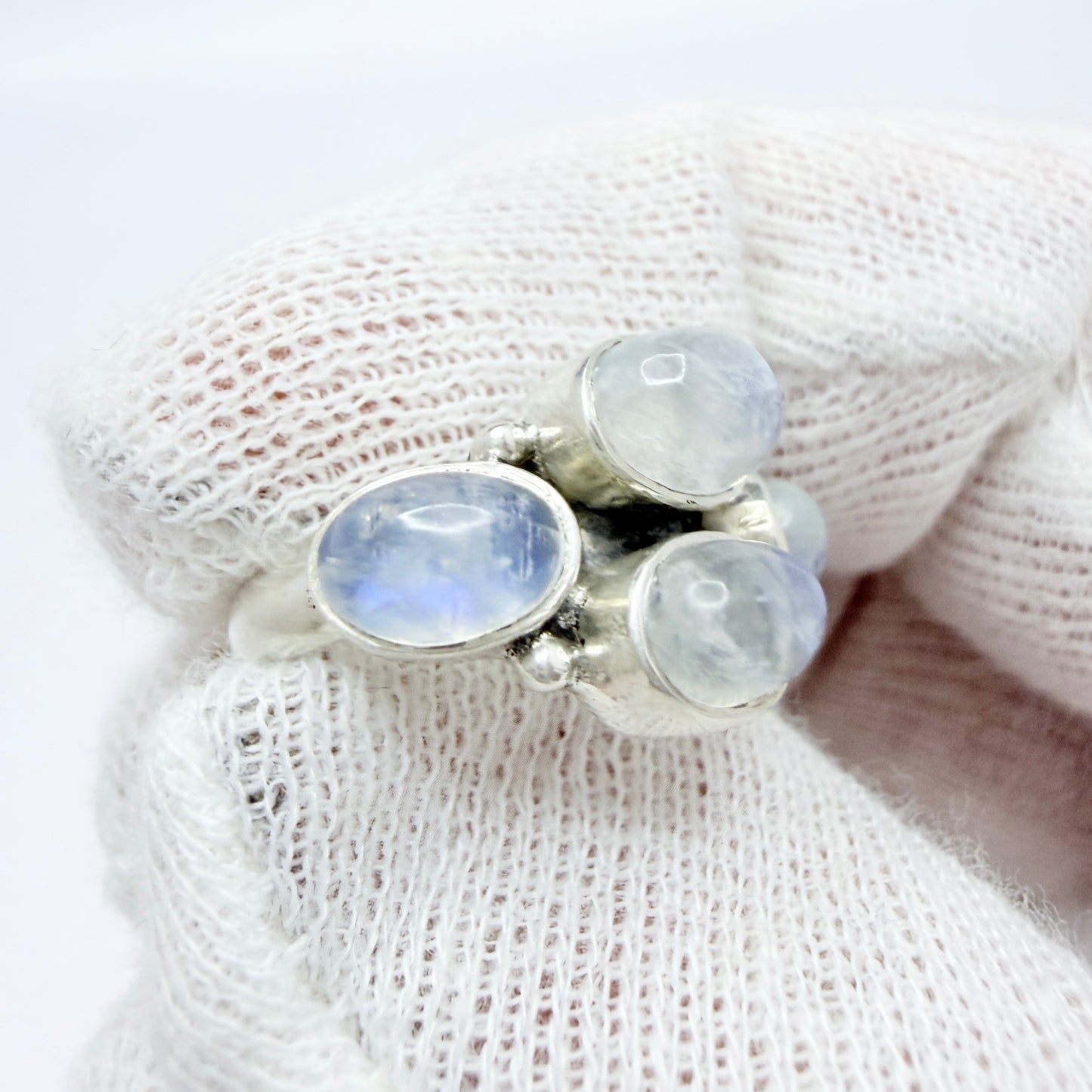 Guldfynd, Sweden. Vintage Sterling Silver Rainbow Moonstone Ring.