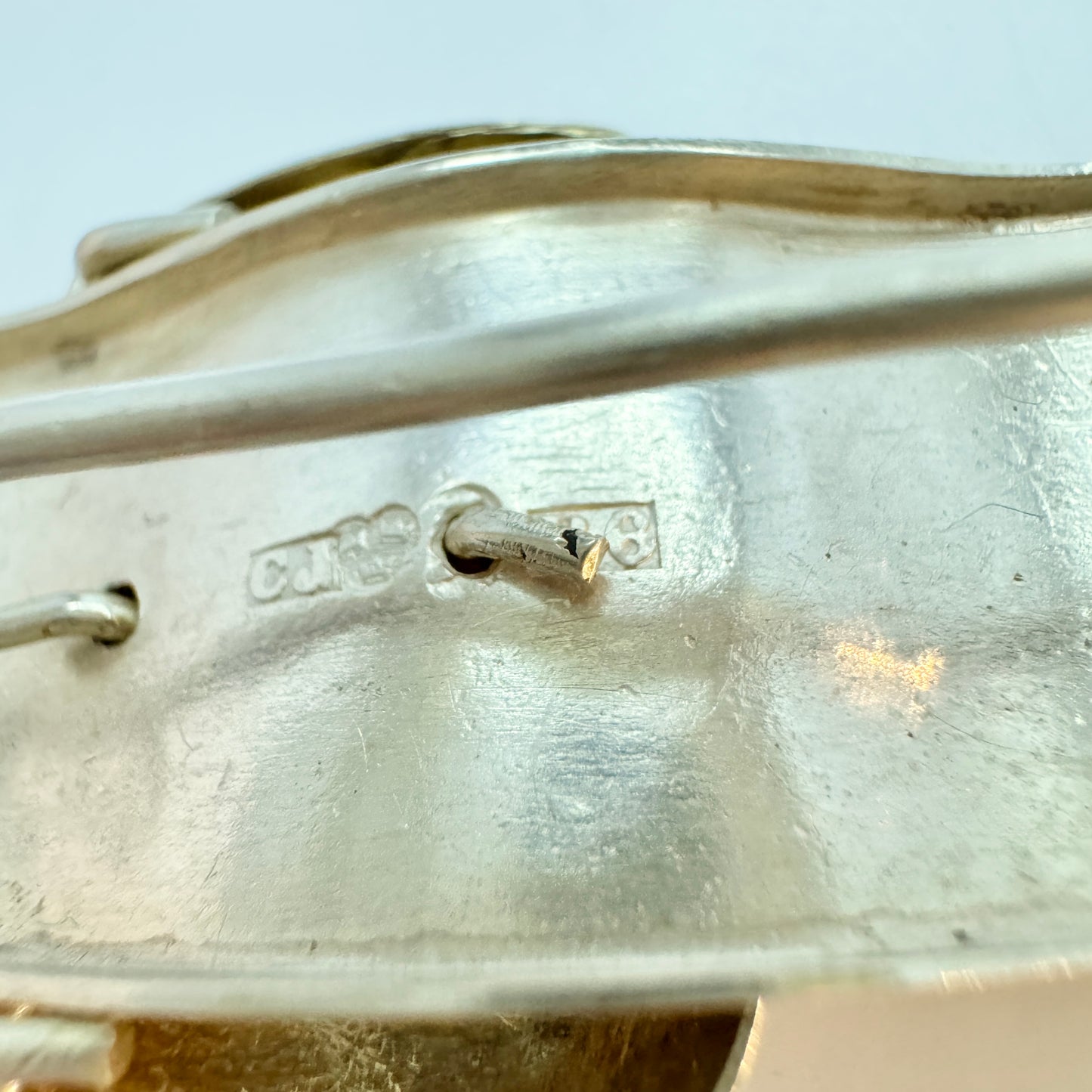 CJ, Sweden 1895. Antique Victorian Solid Silver Buckle Brooch.