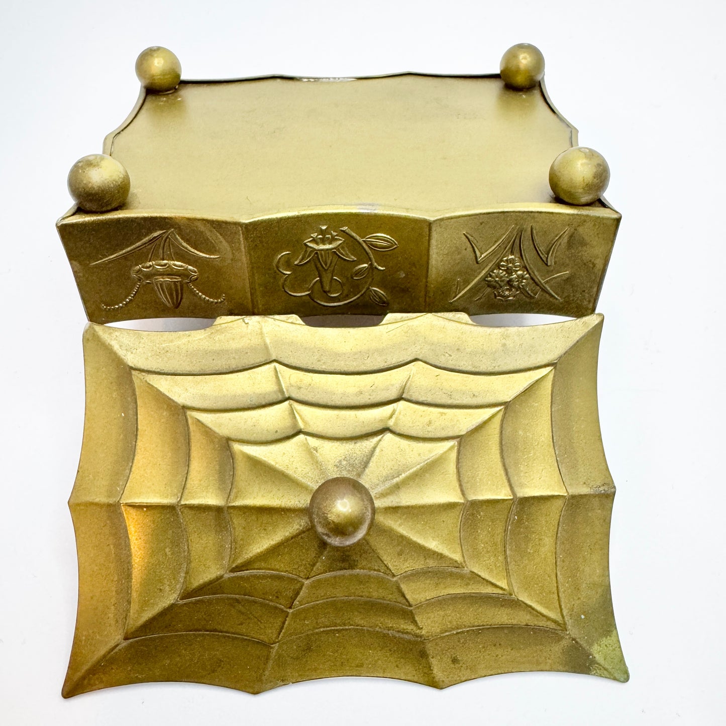 Art Deco Yellow Metal Jewelry Box.