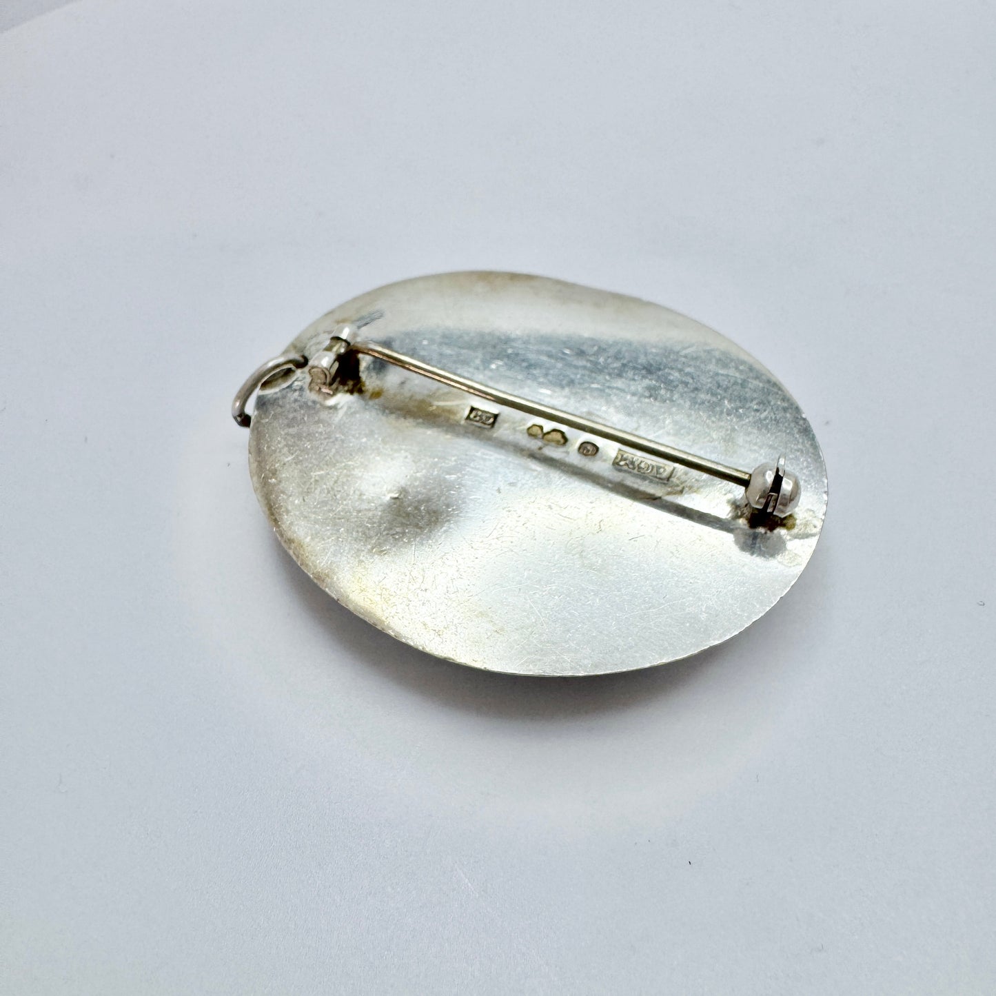 Anna Greta Mossbäck, Sweden 1964. Vintage Sterling Silver Bergslagen-stone Brooch Pendant.