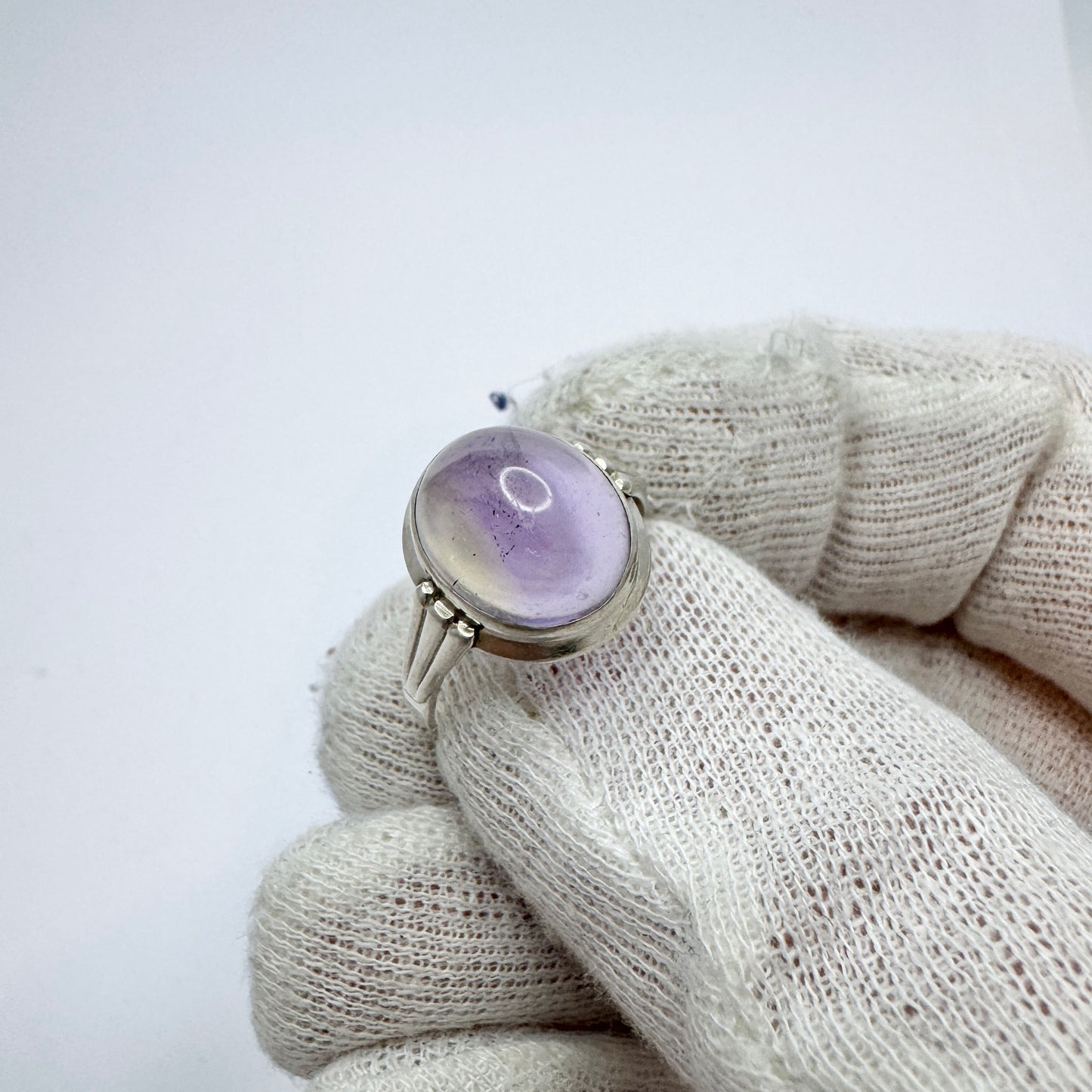 Swedish Import 1960s. Solid Silver Pale Amethyst Ring.