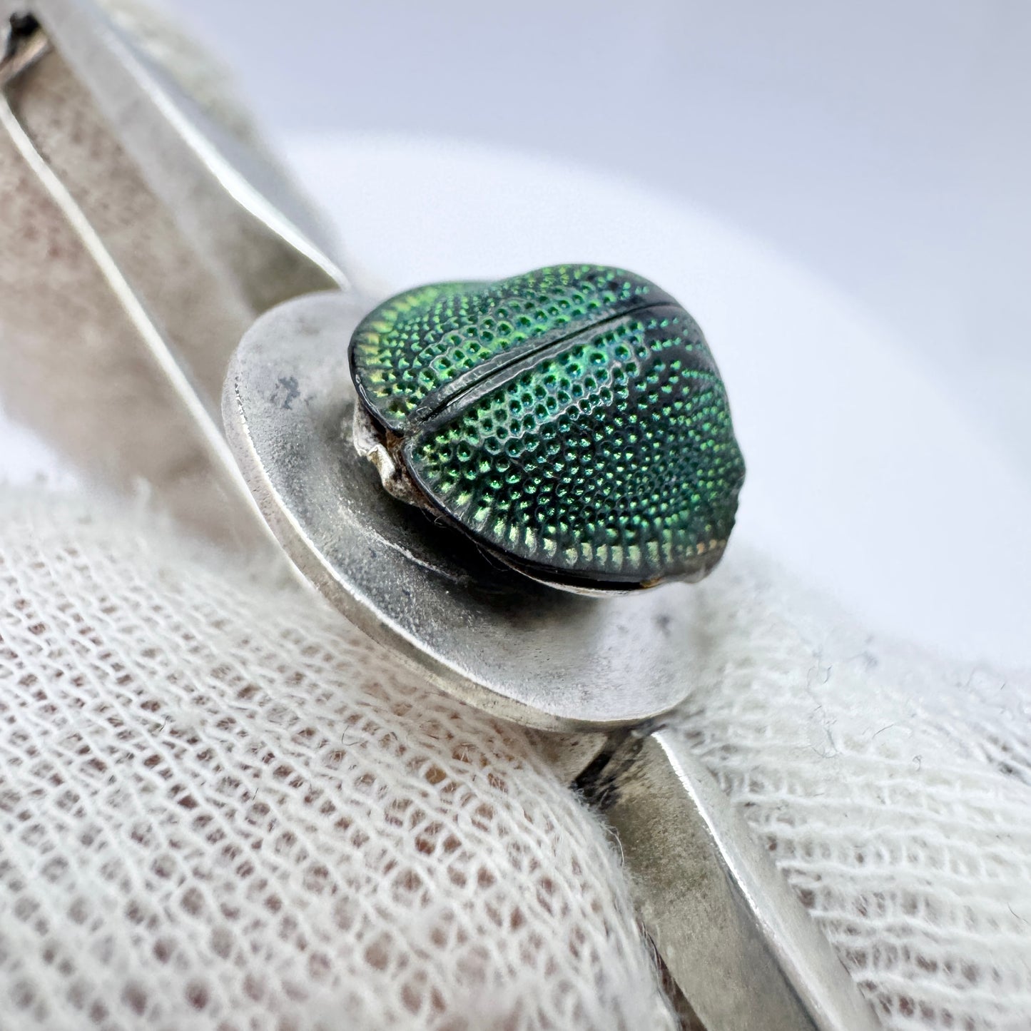 Wallin & Thorsen, Sweden 1945. Vintage Solid Silver Scarab Brooch.