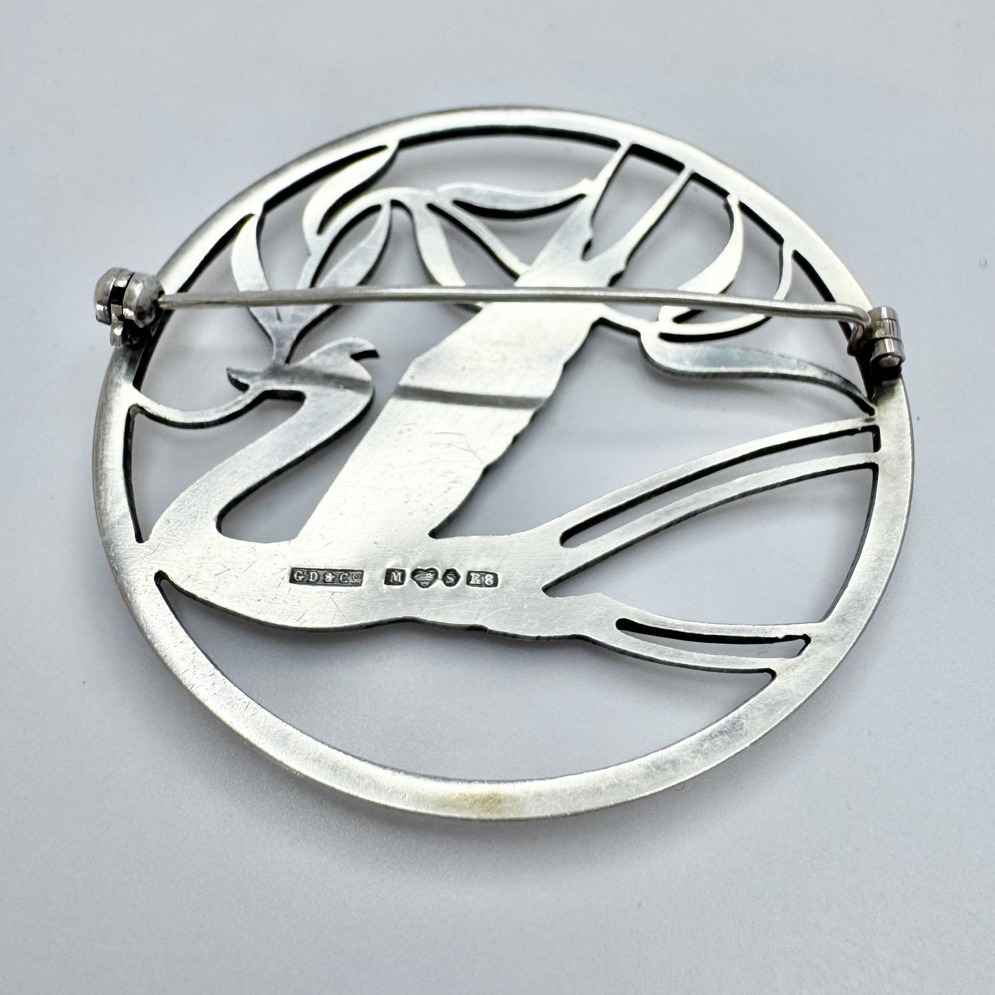 G Dahlgren, Sweden 1943. WW2-era Large Sterling Silver Peace Swallow Brooch