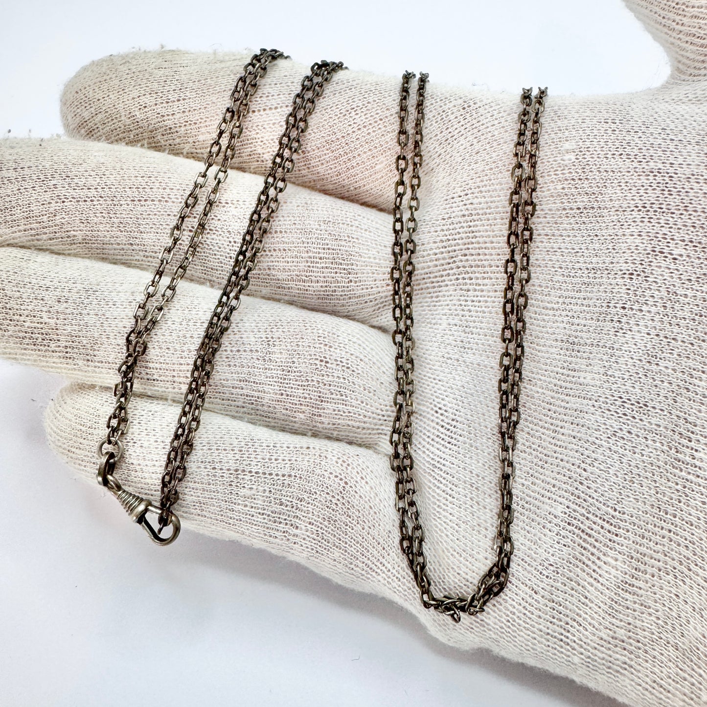 Antique 800 Silver 144cm / 56.7in Longuard Chain Necklace.
