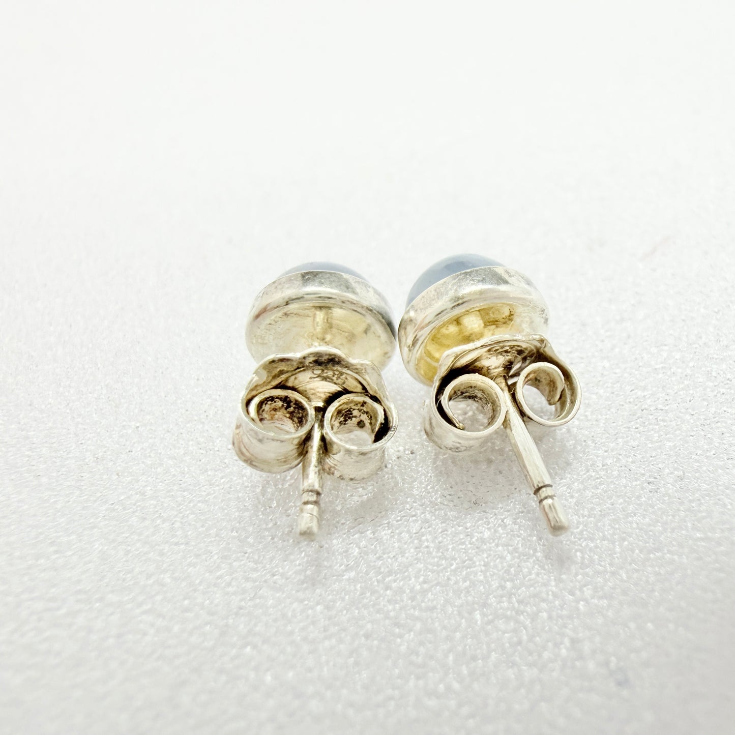 Sweden 1950-60s Solid Silver Bergslagen-stone Stud Earrings.