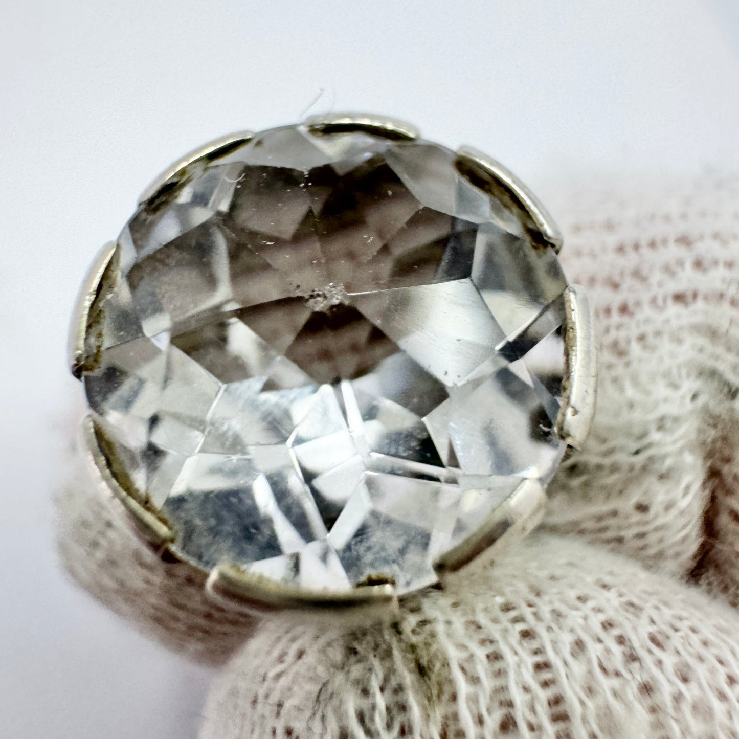 Isaac Cohen, Sweden 1967. Vintage Sterling Silver Rock Crystal Ring. Signed.